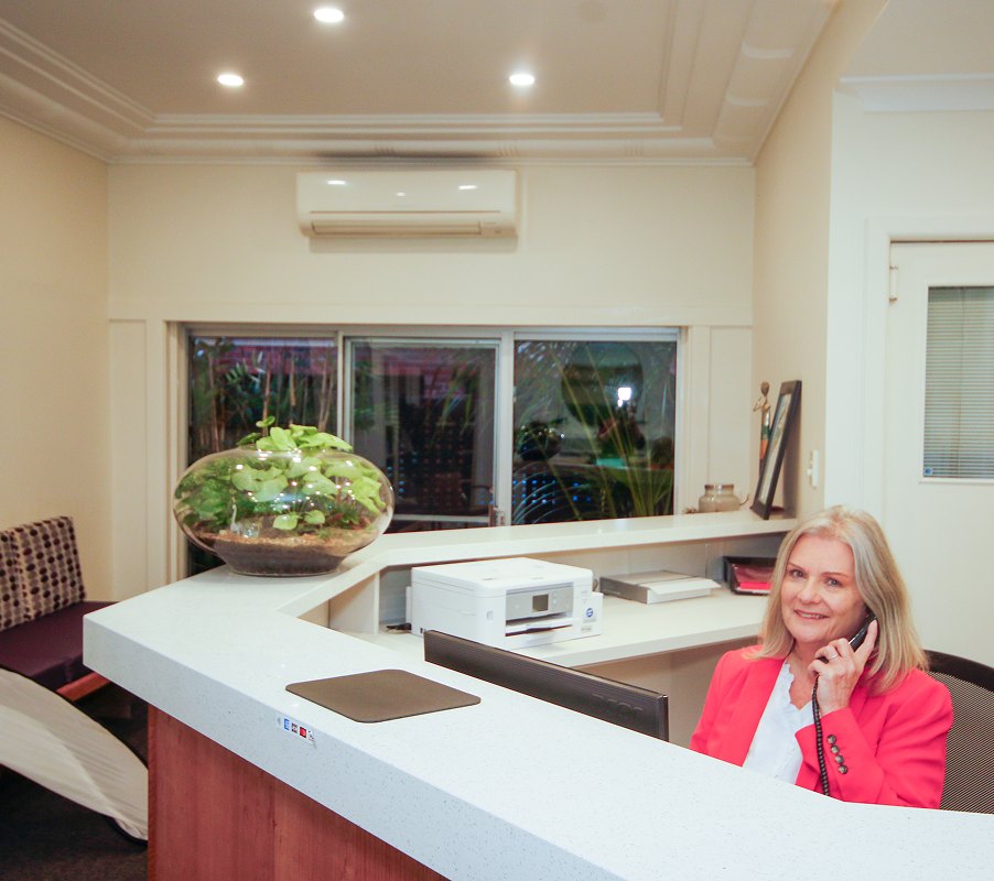 Reception, where we greet every patient